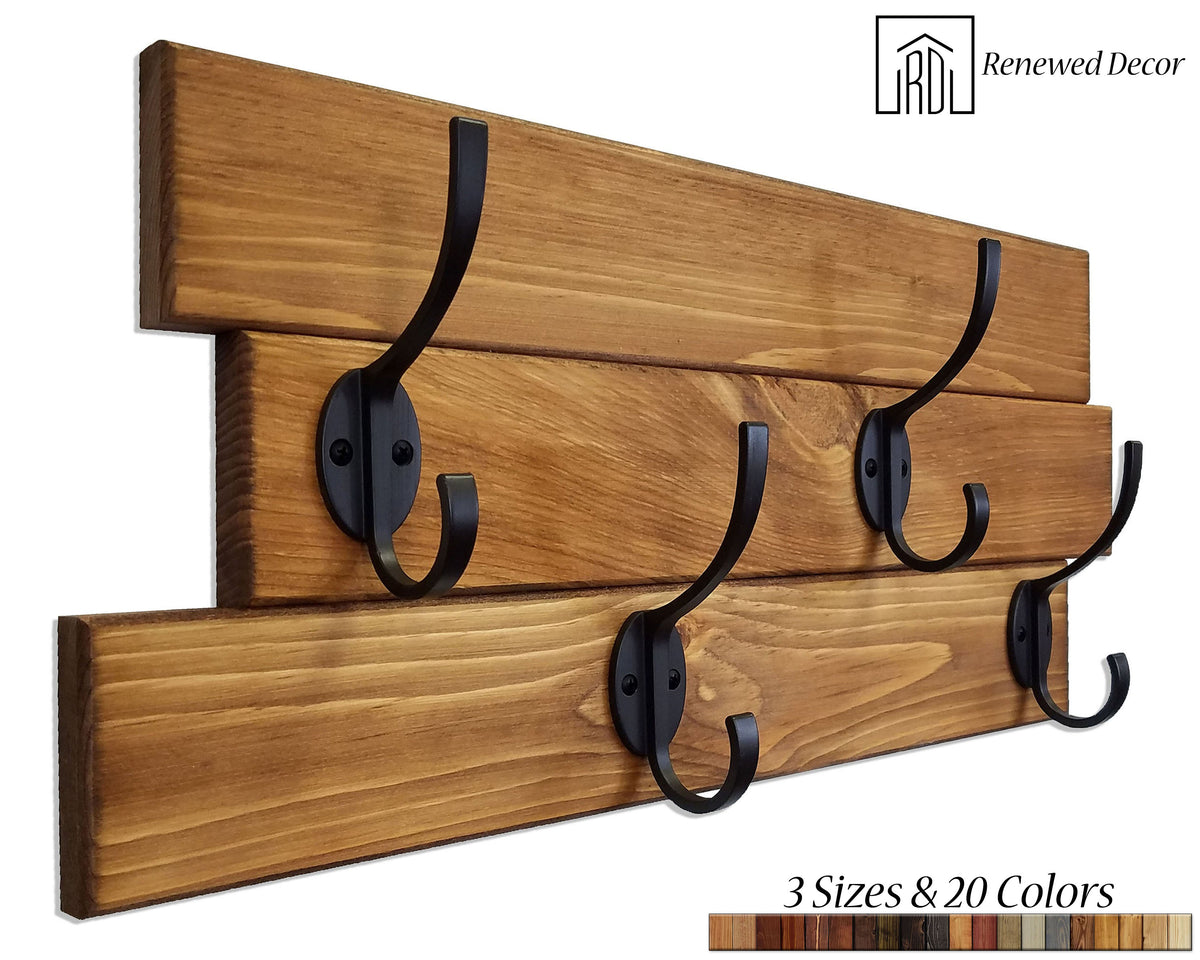 American Farmhouse Wood Wall Coat Hook Rack, Handmade in the USA