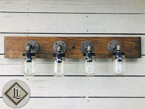 Aberdeen Industrial Farmhouse Vanity Light Fixture with Mason Jars