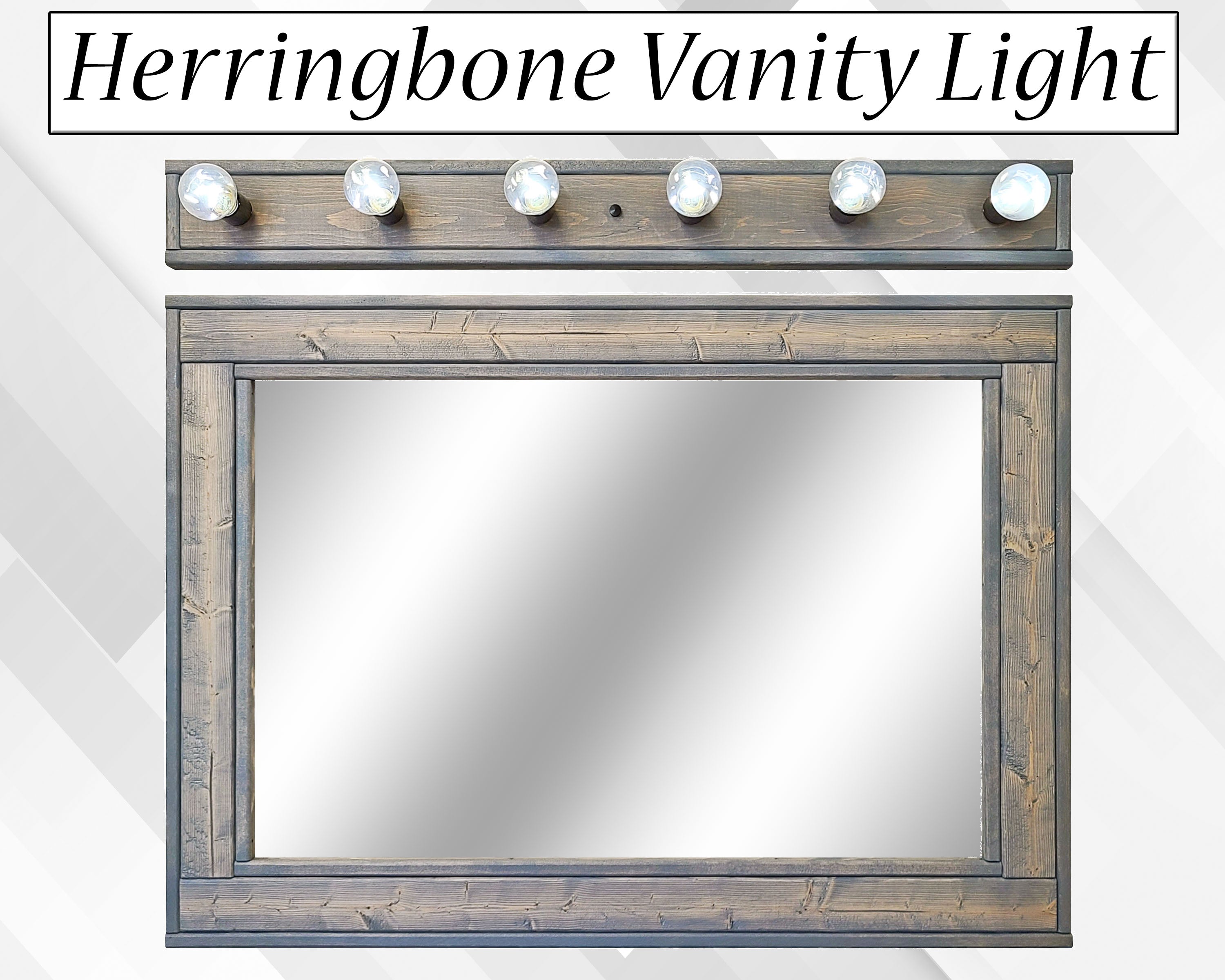 Customizable Herringbone Wall Mounted Vanity Light - Industrial Rustic Bathroom Décor