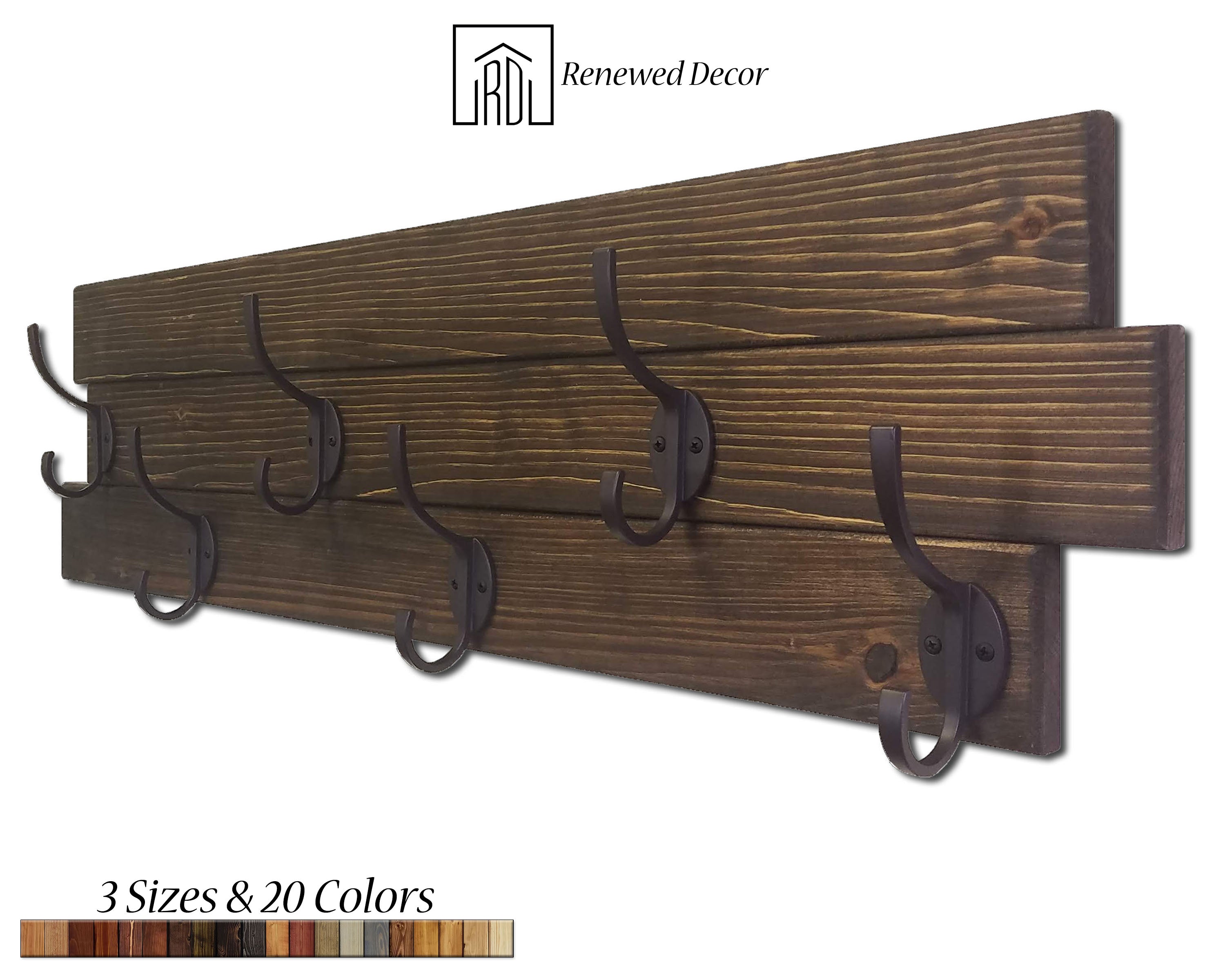 Walnut Wooden Wall Shelf Hangers / Coat Racks With Brass Details, Red Oak Coat  Hooks Hangers wall Mounted, Key Holder, Bag Hanger 