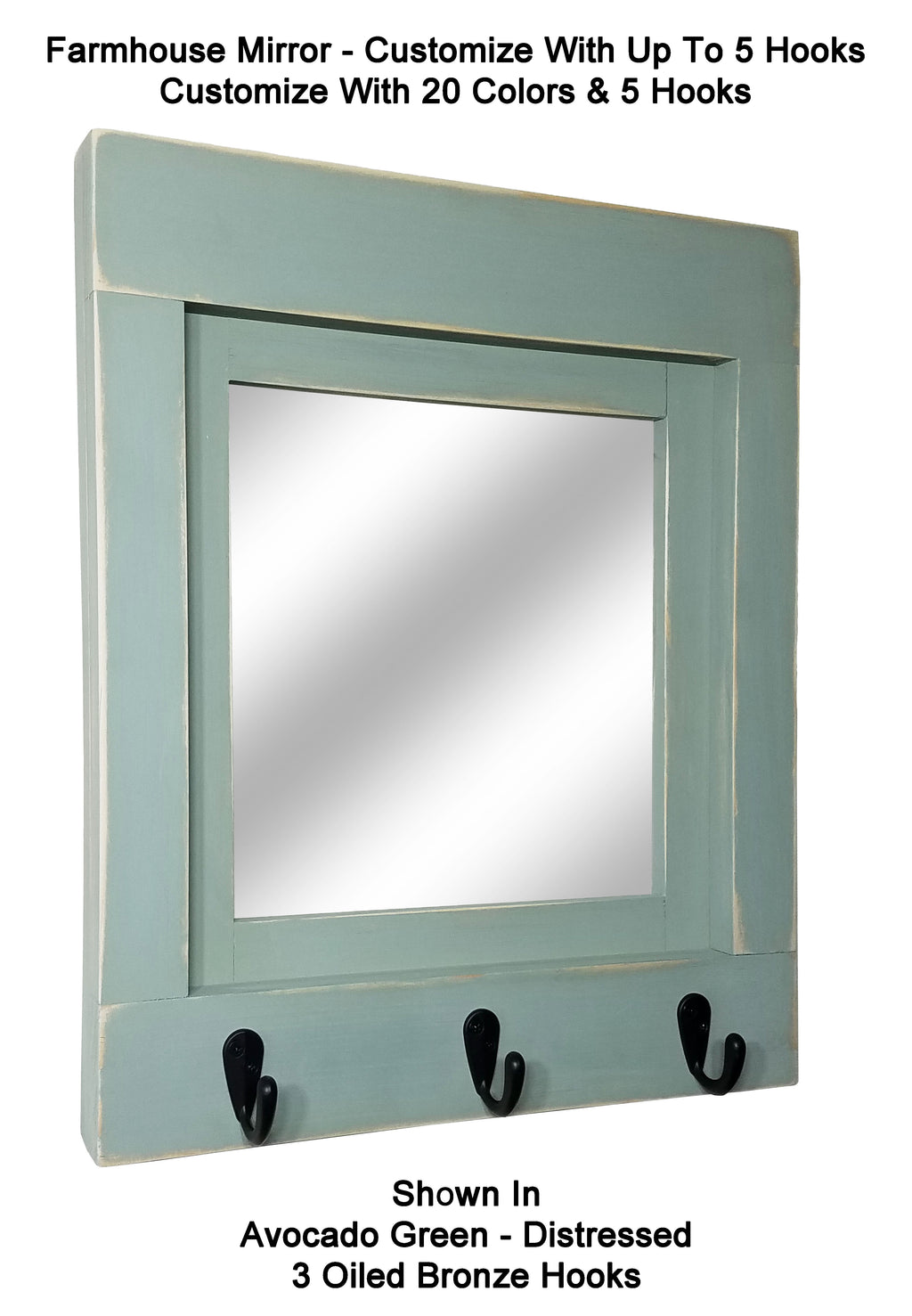 Oxford Decorative Mirror with Shelf & Hooks, Handmade in the USA