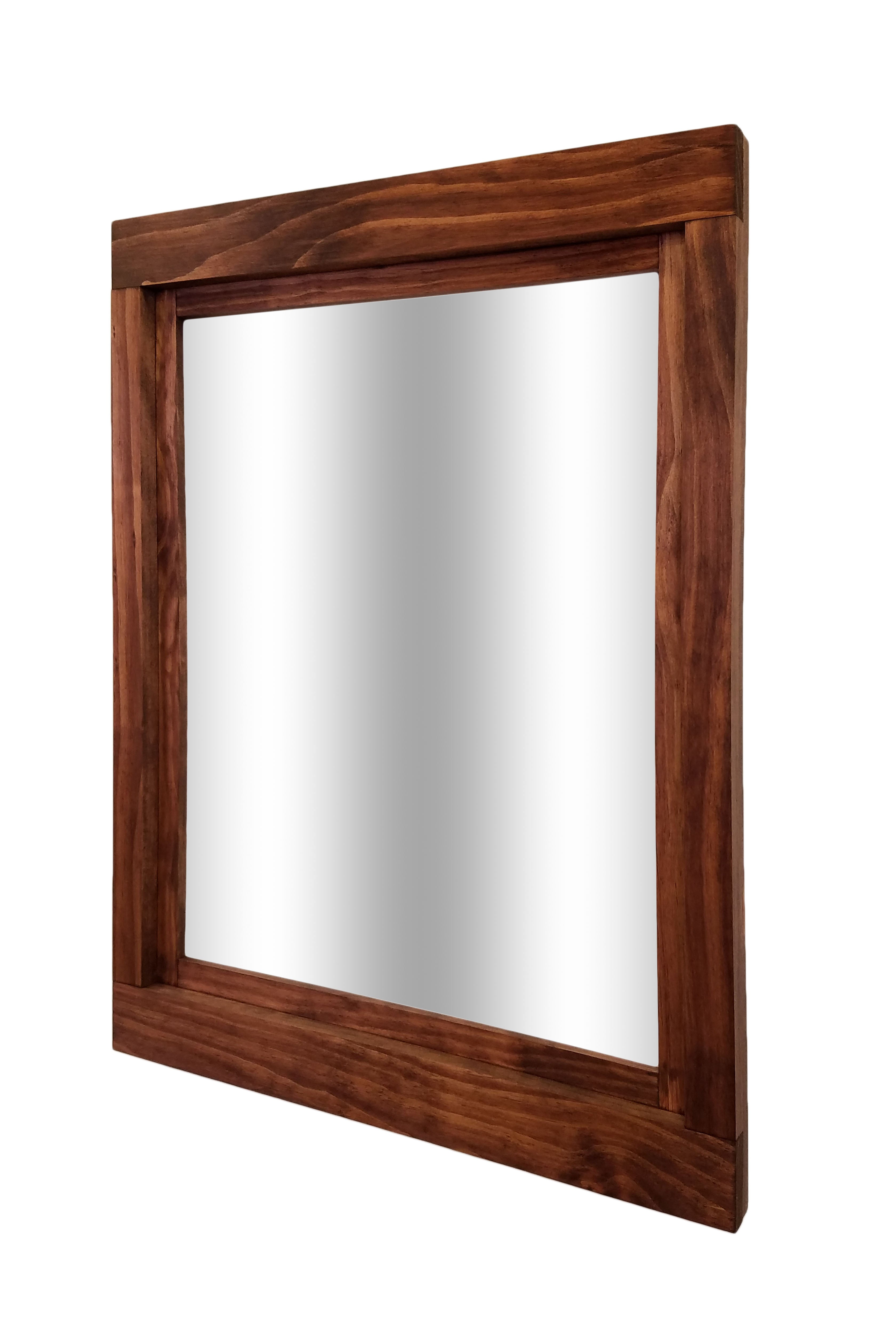 Farmhouse Wood Framed Wall Mirror, 5 Sizes & 20 Colors, Shown in Red Oak Mirror