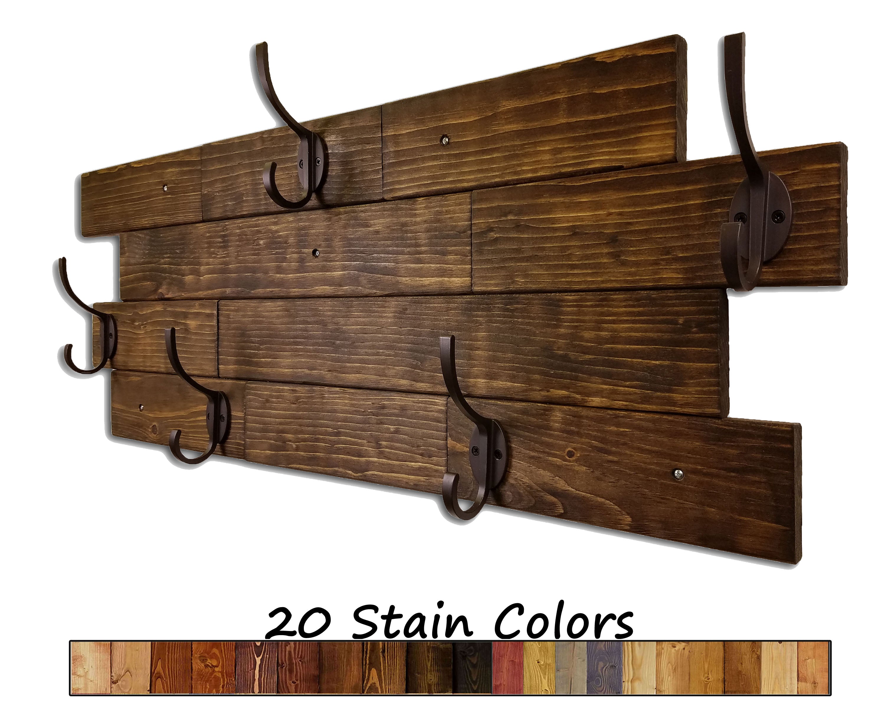 Rustic Wall Mounted Entryway Coat Rack with Farmhouse Style Hooks