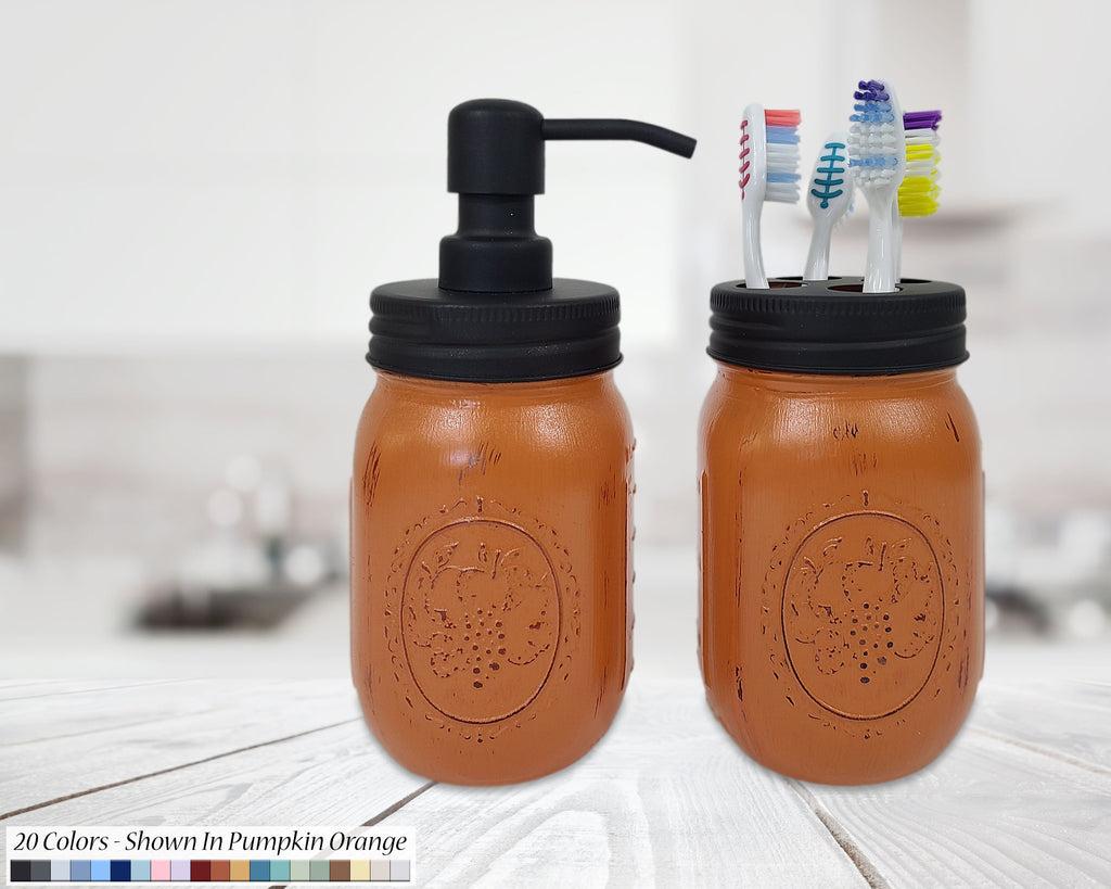 Mason Jar Soap Dispenser & Scrub Brush Holder