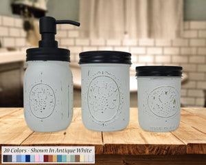 Farmhouse Mason Jar Measuring Cups Set of 4 Ceramic Rustic Antique White