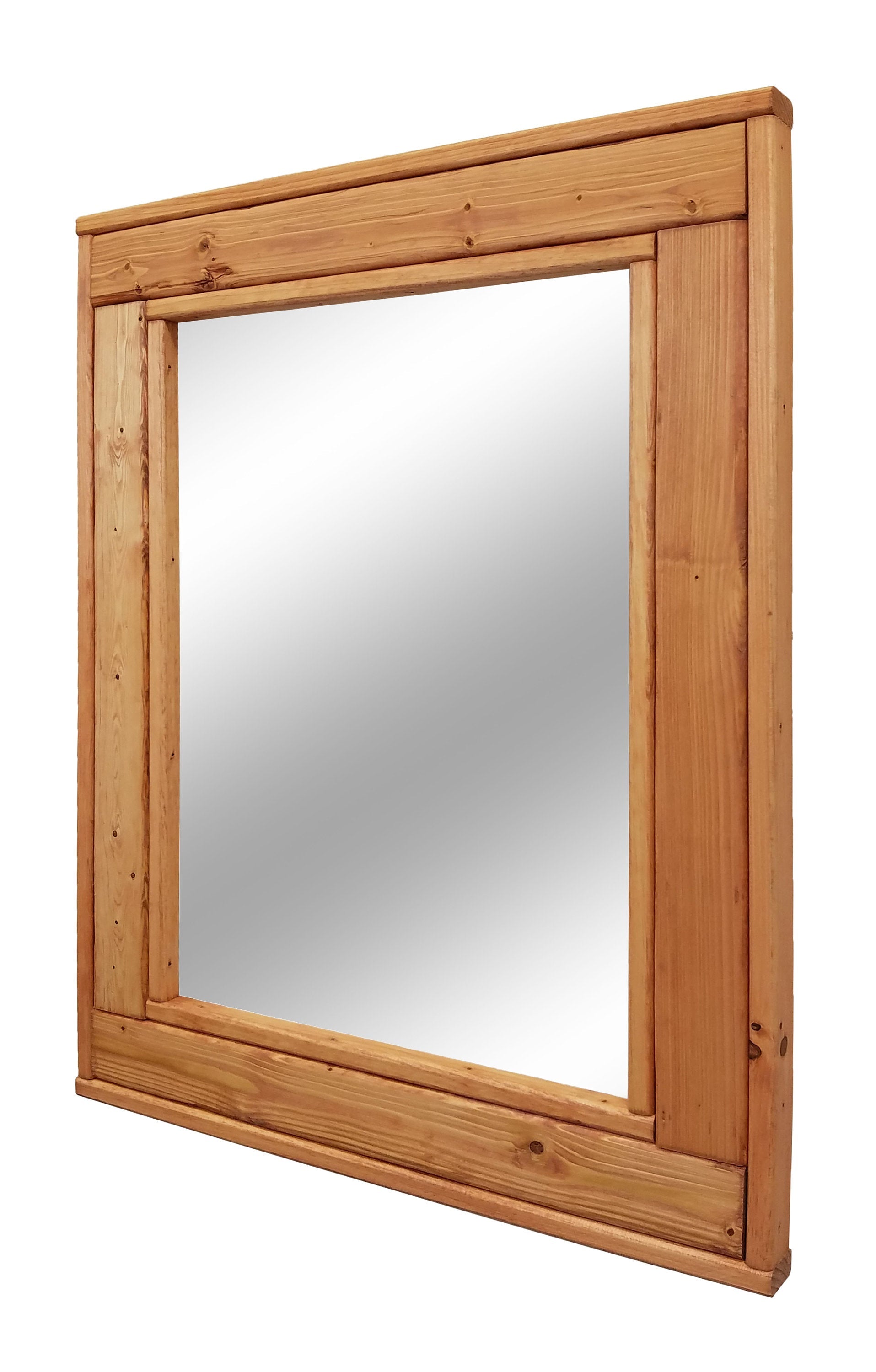 Herringbone Reclaimed Styled Wood Mirror, 20 Stain Colors & Custom Sizes, Shown in Ipswich Pine