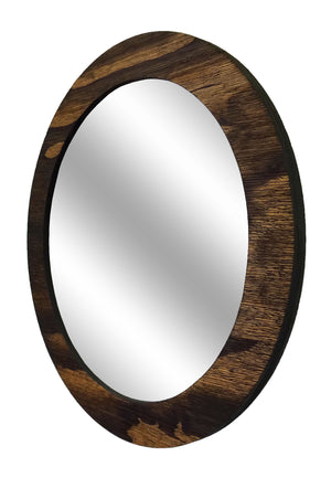 Wood Curve Round Decorative Wall Mirror Stain Samples - Renewed Decor & Storage