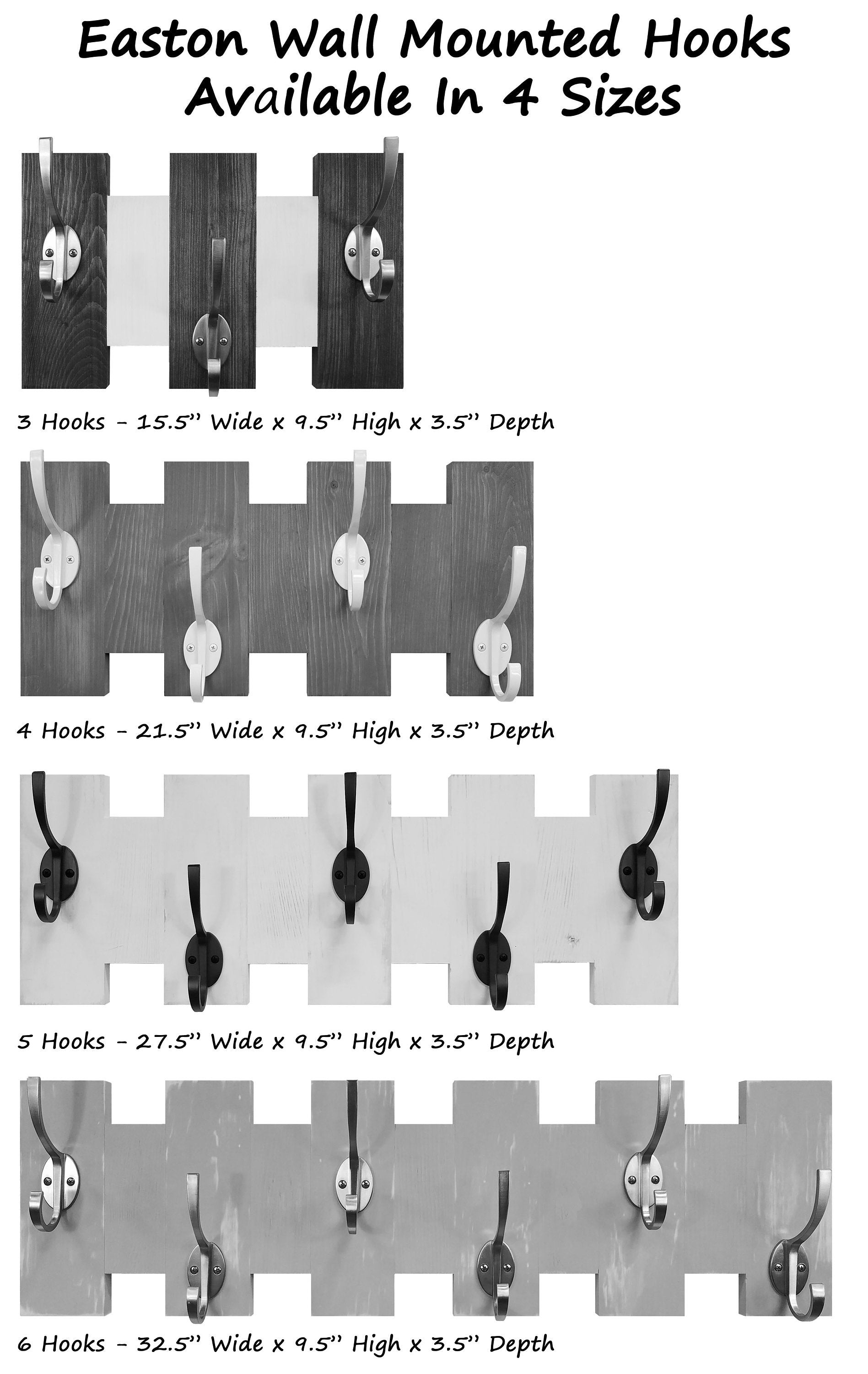 Easton Wall Mounted Hook Rack 4 Sizes